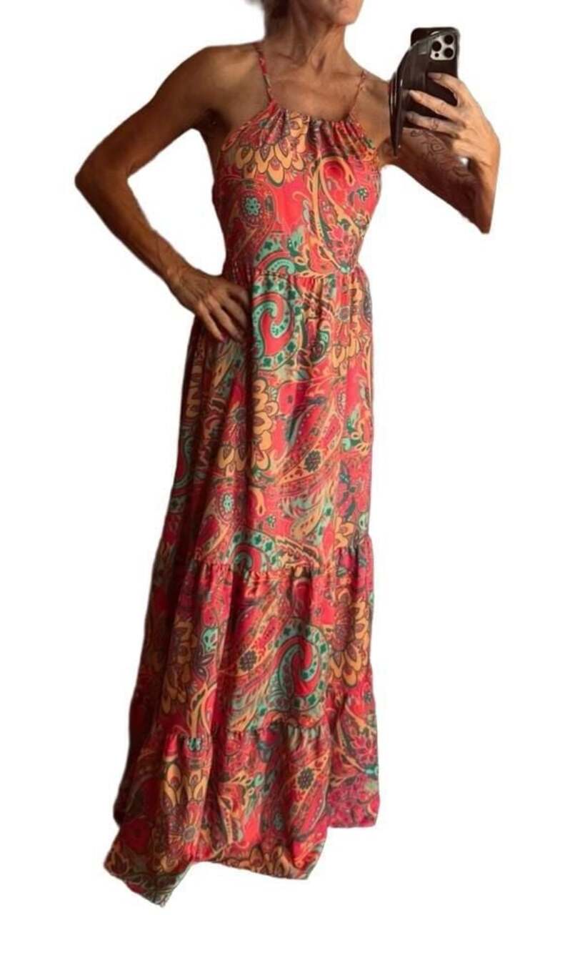 SHEIN VCAY Plus Size Women's Floral Print Halter Loose maxi dress size L